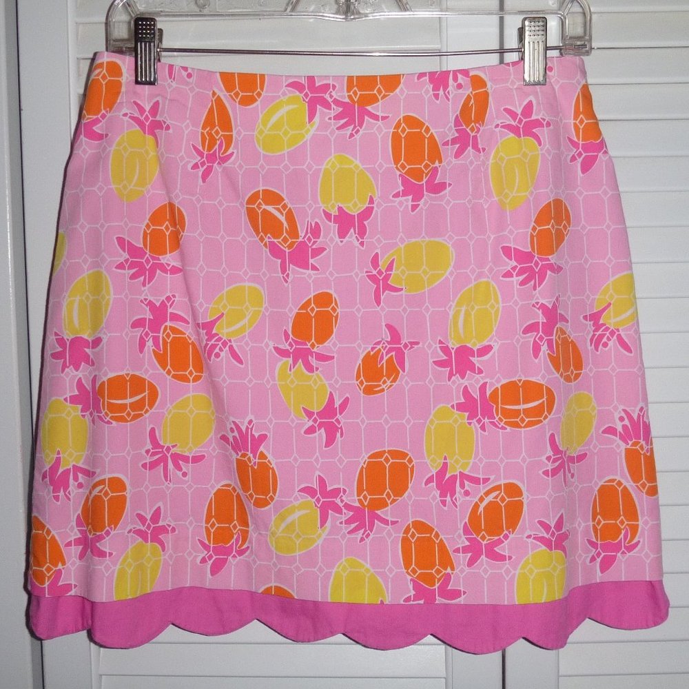 Lilly Pulitzer vintage pineapple tile scalloped skirt size 6